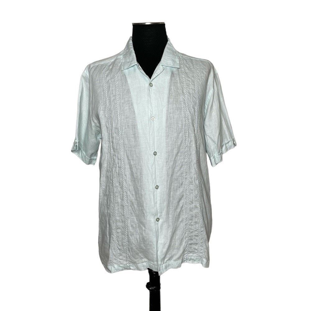 Cubavera 100% Linen Short Sleeve Button‎ Down Shirt - Mens L